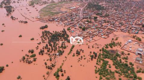 صورة جوية من مدينة أنبيكه بعد أن غمرتها السيول-الصحراء