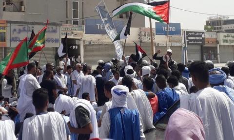 مظاهرة في نواطشوط للتضامن مع فلسطين- المصدر (انترنت)