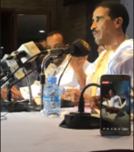 المرشح محمد ولد مولود خلال حديثه في المؤتمر الصحفي 