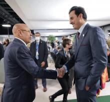 لقاء الرئيس محمد ولد الشيخ الغزواني وأمير قطر تميم بن حمد- المصدر (انترنت)