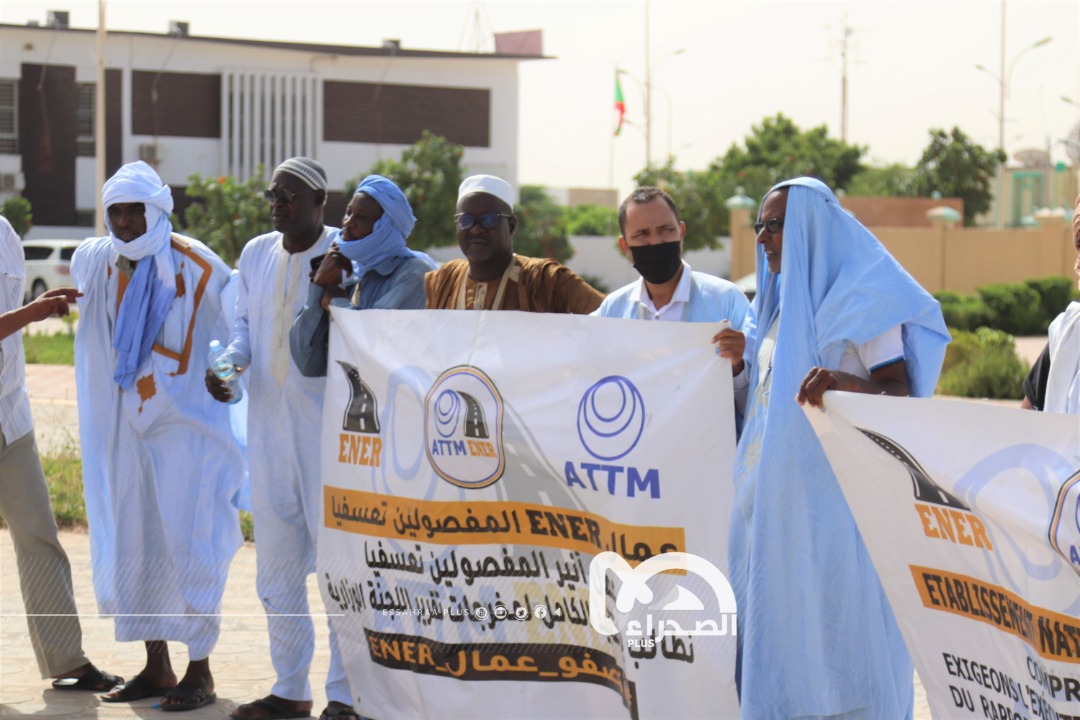 مفصولون من ATTM وENER يحتجون أمام الرئاسة ـ (المصدر: الصحراء)